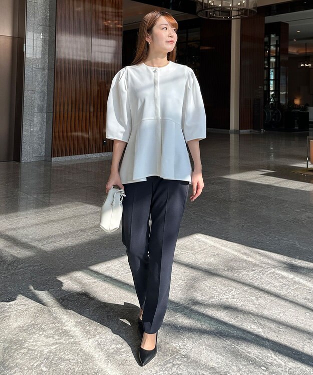 UNFILO 【WEB限定】BEAUTY MOVE センタープレス テーパードパンツ ネイビー