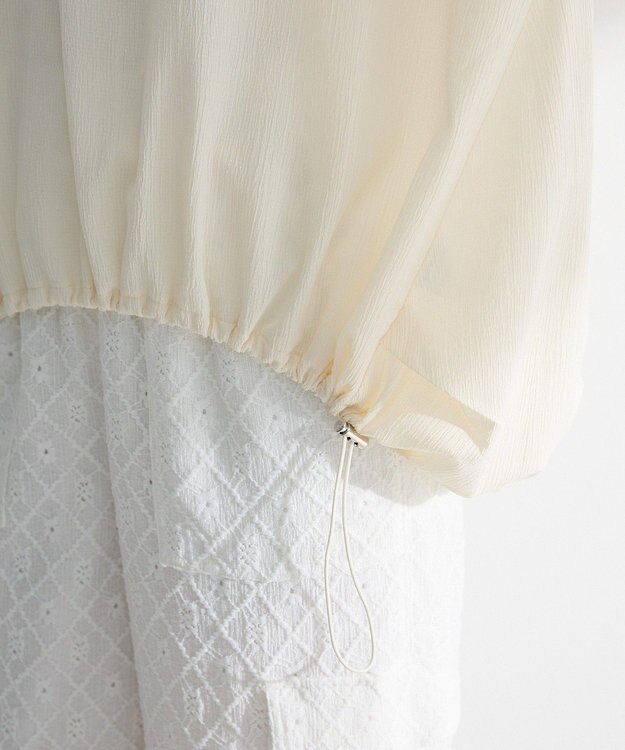 Green Parks 表面カット裾ドロストプルオーバー Red