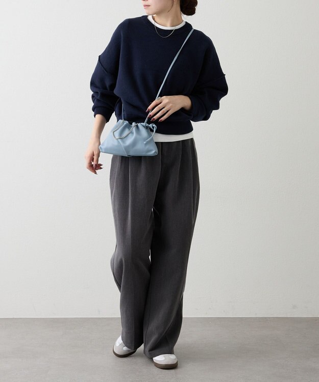 russet レザー巾着ミニショルダーバッグ(CE-1637) L.Blue