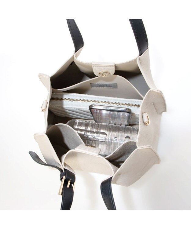 UNBILLION カシュカシュ cachecache / フェイクレザーショルダーバッグ付スクエアトート オーク