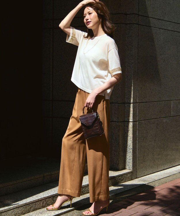 23区 L 【洗える】ベアトップ パッド付き キャミソール ホワイト系