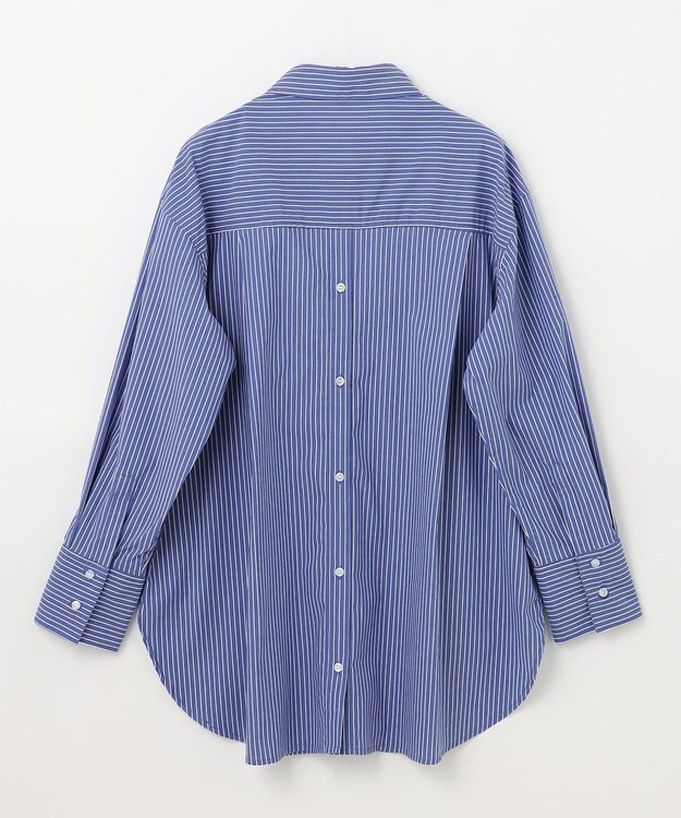 ANY 【洗濯機可能/接触冷感/UVケア】カラーストライプシャツ ブルーロンスト