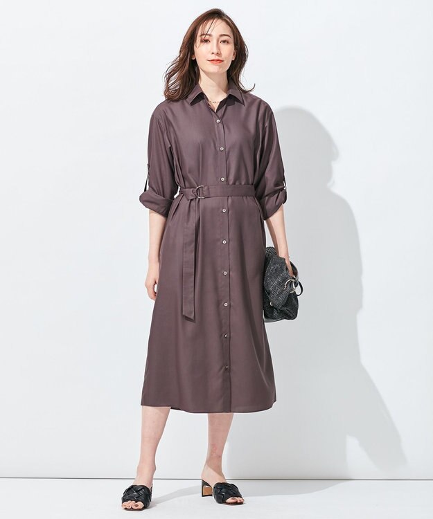 自由区 L 【抗菌/サスティナブル/セット着用可】EASY SET UP ワンピース ダークブラウン系