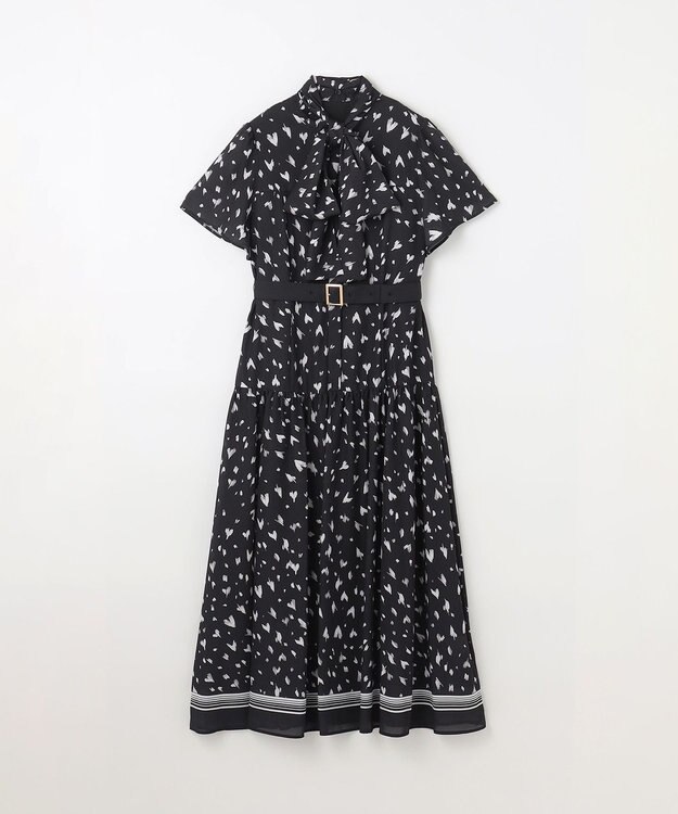 GRACE CONTINENTAL ハートレオパードプリントワンピース ブラック