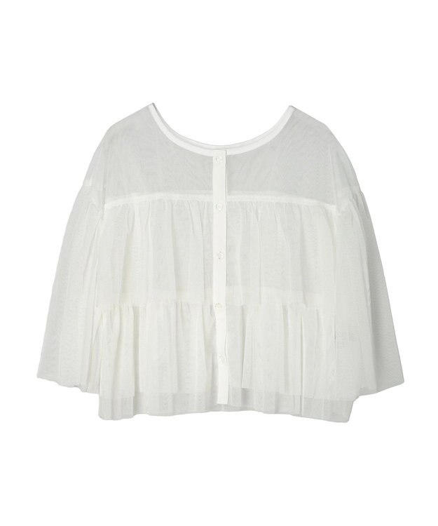 Green Parks ・ＳＵＧＡＲ　ＳＰＯＯＮ　チュールティアードブラウス Off White