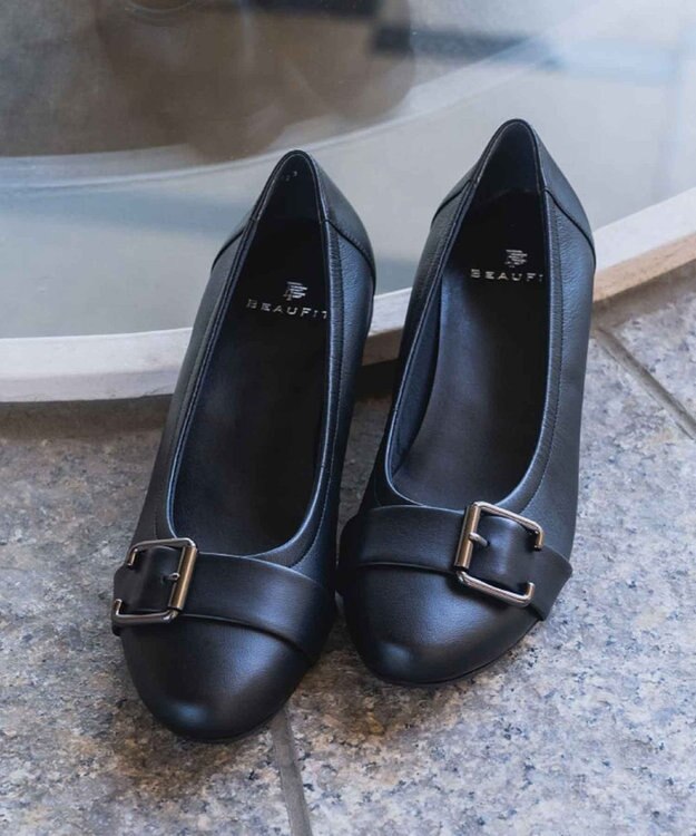 REGAL FOOT COMMUNITY 【ビューフィット】A71Y バックルベルト フラットパンプス ブラック