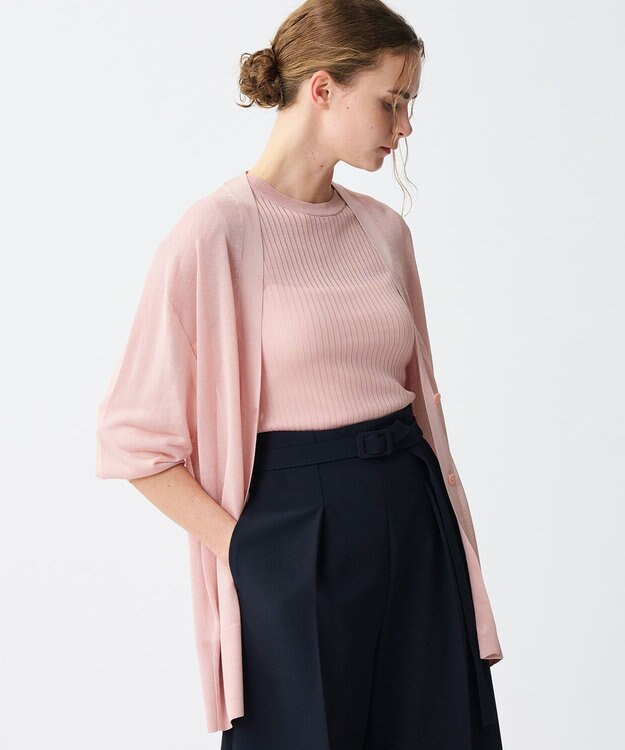 uncrave ラスターシアーニット ワイドリブトップス ピンク