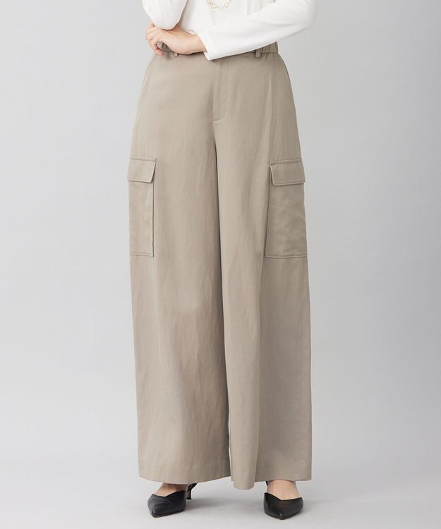 自由区 L 【洗える】テンセルツィルカーゴ パンツ カーキ