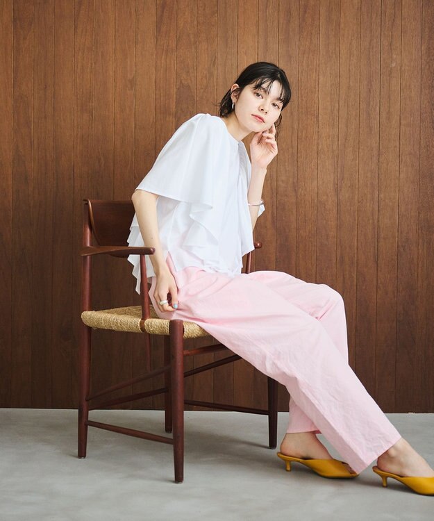 #Newans 【乾燥機可能/接触冷感】ラッフルフリルカットソー ホワイト