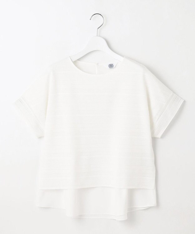 J.PRESS LADIES L 【WEB限定カラーあり・洗える】レースドッキング カットソー オフホワイト系