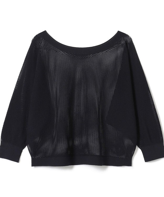 Chacott 【ノーソーイングニット】7分袖メッシュニットTシャツ ブラック