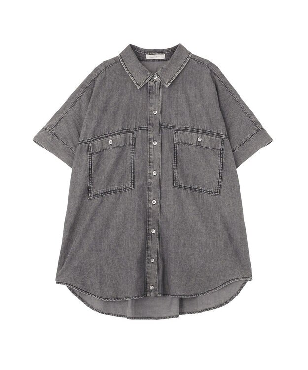 Green Parks シアーデニム２ＷＡＹビックドルマンシャツ Black