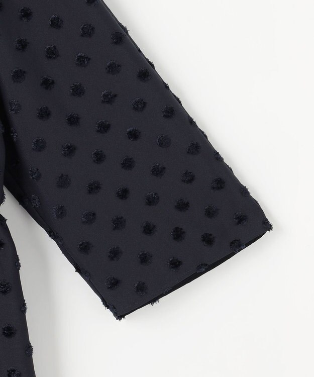 #Newans 【洗濯機可】ジャガ―ドドットペプラムブラウス ネイビー