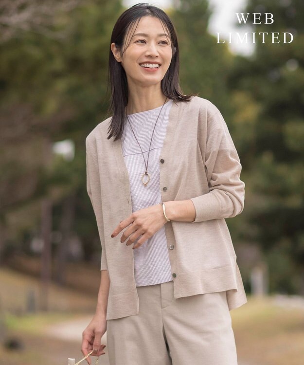 J.PRESS LADIES L 【WEB限定カラーあり・洗える】Vis/Peスパーク シアー カーディガン ベージュ系