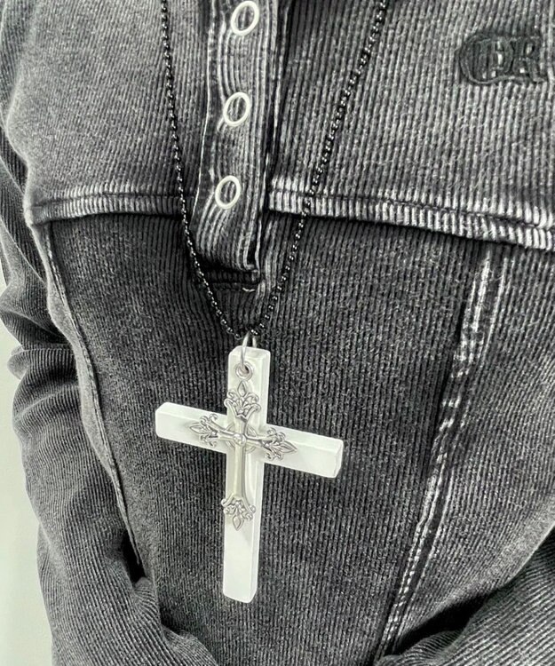 WEGO LMIXウッドクロスネックレス ホワイト