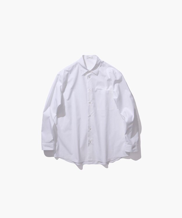 ATON GIZA COMPACT STRIPE | スタンダードシャツ WHITE