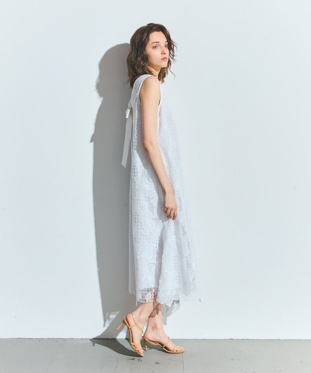 GRACE CONTINENTAL メッシュフラワーレースワンピース ホワイト