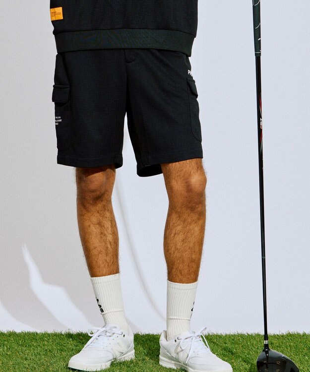 PW CIRCULUS 【GOLF OUT掲載アイテム】【MEN】ワッフルカーゴショーツ ゴルフ ブラック系