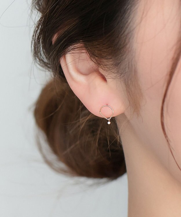 Phoebe 【K10】ペンデュラムダイヤモンドピアス　クリア ゴールド