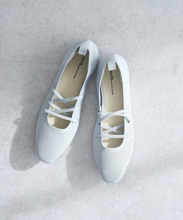 earth music&ecology レースアップニットバレーシューズ Gray