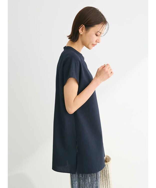 Green Parks 接触冷感　比翼ボタンチュニック Navy