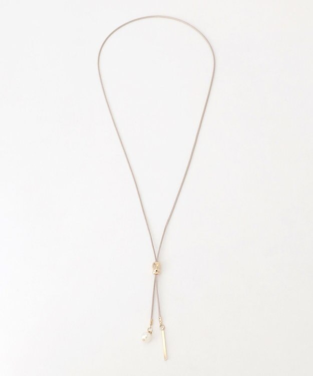 ANY パール付きコードネックレス グレージュ