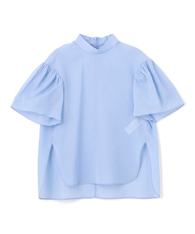 BEIGE， 【洗える】PLUMERIA / コットンシアーパフスリーブブラウス Sax