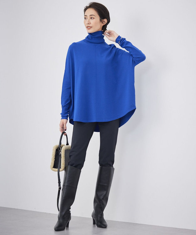 ICB L 【洗える】 ヴィスコースワイド タートルネックプルオーバー  ロイヤルブルー系