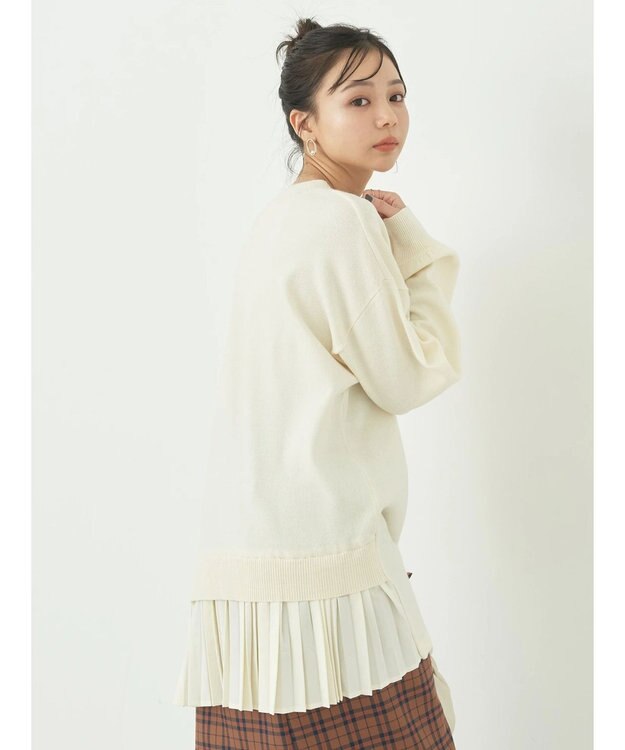 earth music&ecology バックヘムプリーツチュニック Ivory