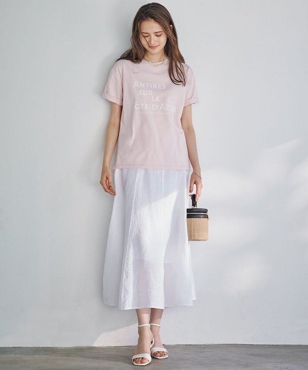 23区 【SLOW/一部店舗限定】MVSコットン デザイン ロゴTシャツ ピンク系