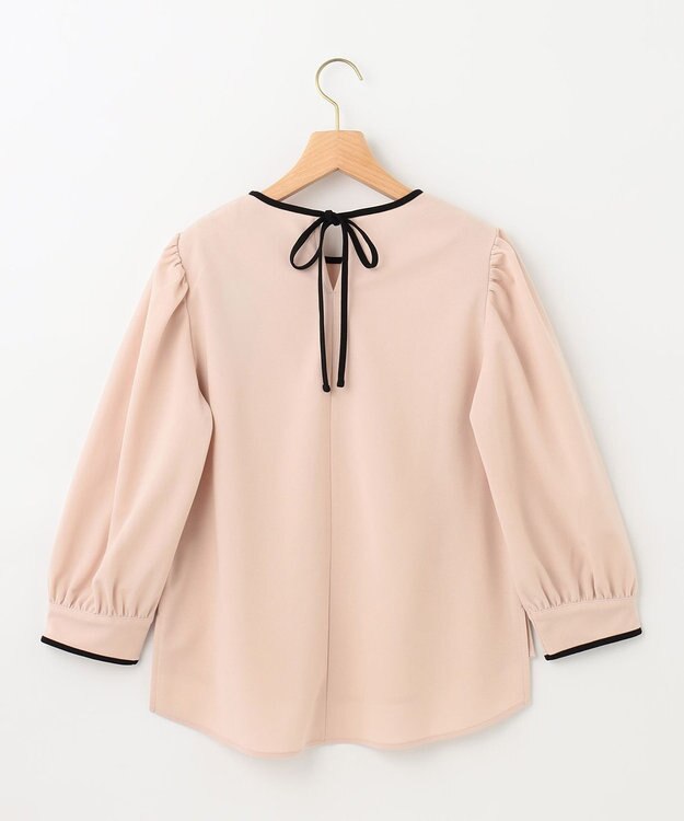 組曲 【洗える】バイカラージョーゼットバックリボン ブラウス ベージュ系