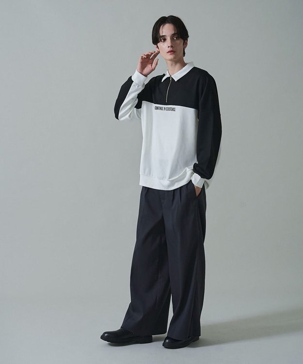 WEGO ドルマンポンチハーフZIPプルオーバー ブラック