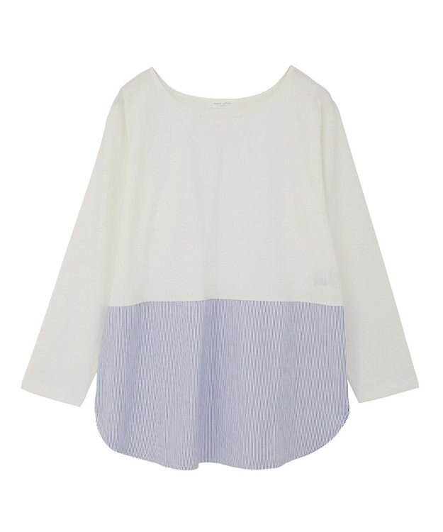 Green Parks 裾ドッキングホワイトインナー Stripe White