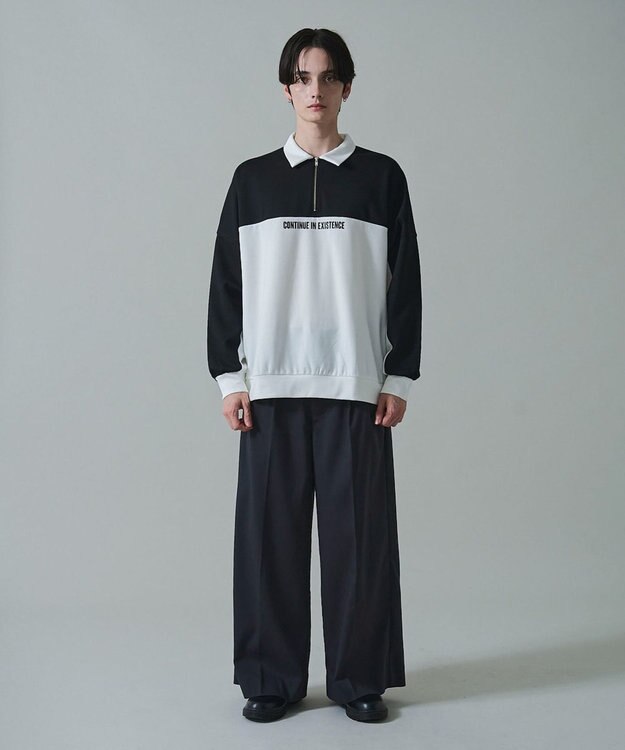 WEGO ドルマンポンチハーフZIPプルオーバー ブラック