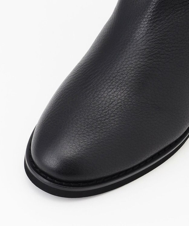 組曲 ワイドシャフト レザーロングブーツ ブラック系