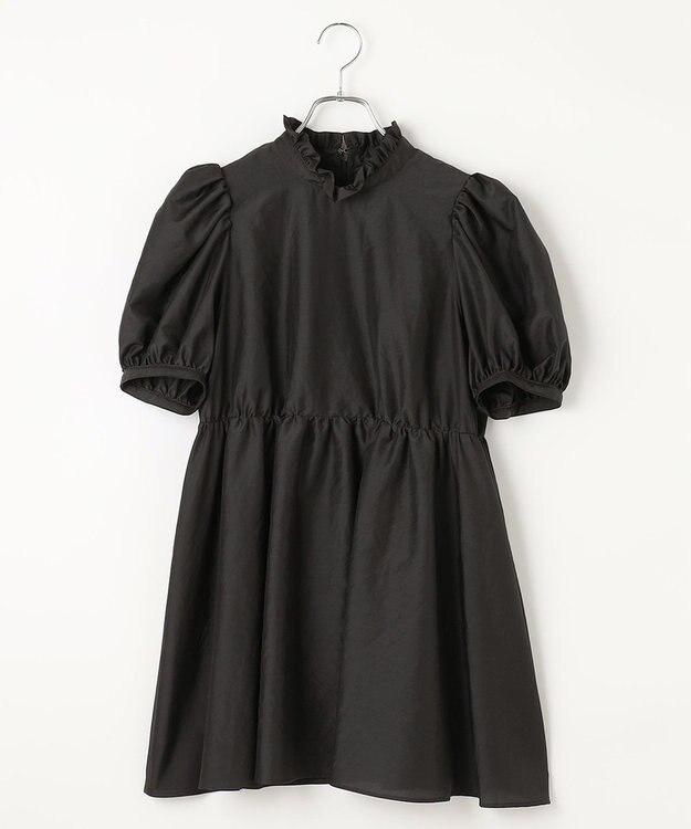 #Newans 【ANSWER for 骨格ウェーブ】フリルカラーパフスリーブチュニック ブラック系