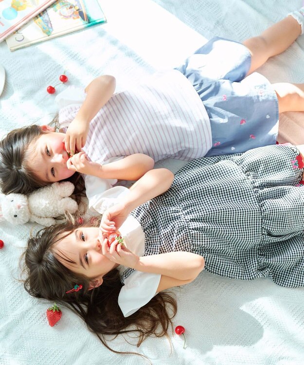 ANY KIDS ギンガム ドッキングワンピース ブラック系