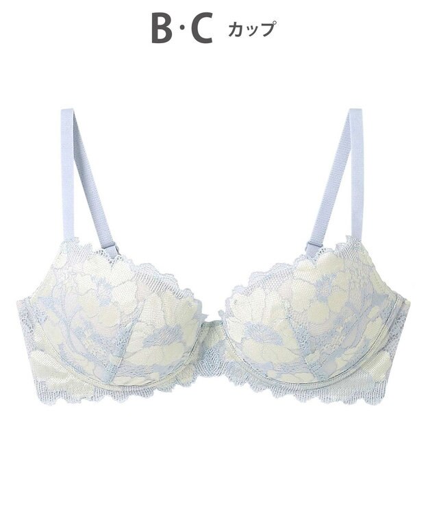 AMPHI ノンワイヤーブラ 谷間メイク ボリュームアップ Aカップあり 【BRAGENIC ブラジェニック プラスタイプ】 ブラジャー ブラ ワイヤレス BMI451 アンフィ／ワコール ブルー