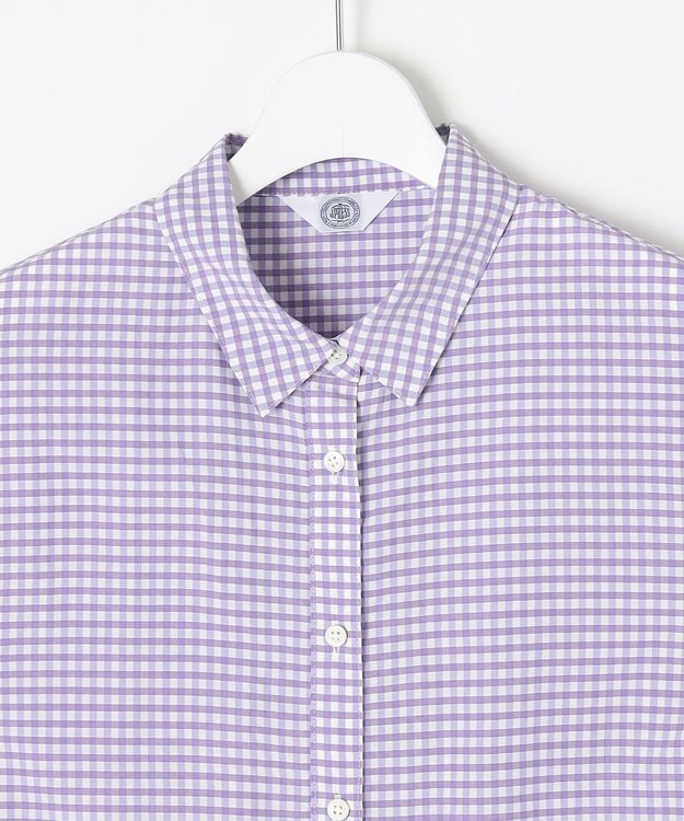 J.PRESS LADIES 【洗える】アセVisギンガム シャツ ブラウス ラベンダー系