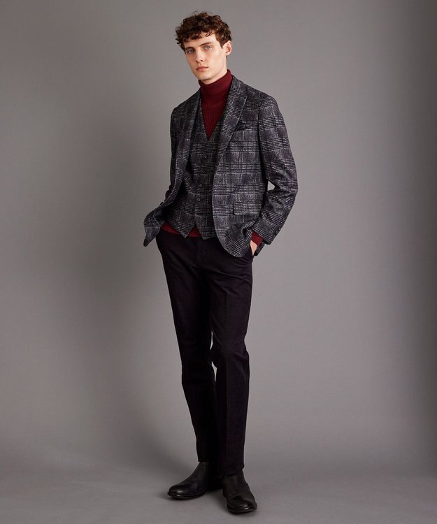 JOSEPH ABBOUD 【ウエストも伸びる！/2WAYストレッチ/暖かい/オーガニック】オーガニックコットン ウオーム パンツ ブラック系