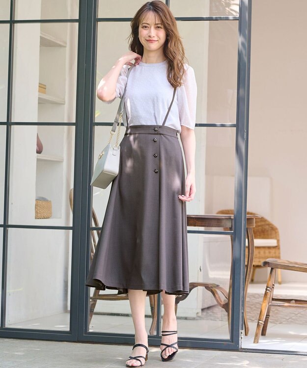 ANY SIS 【美人百花7月号掲載】2SETサス付きスカート セット スレート×ライトブルー