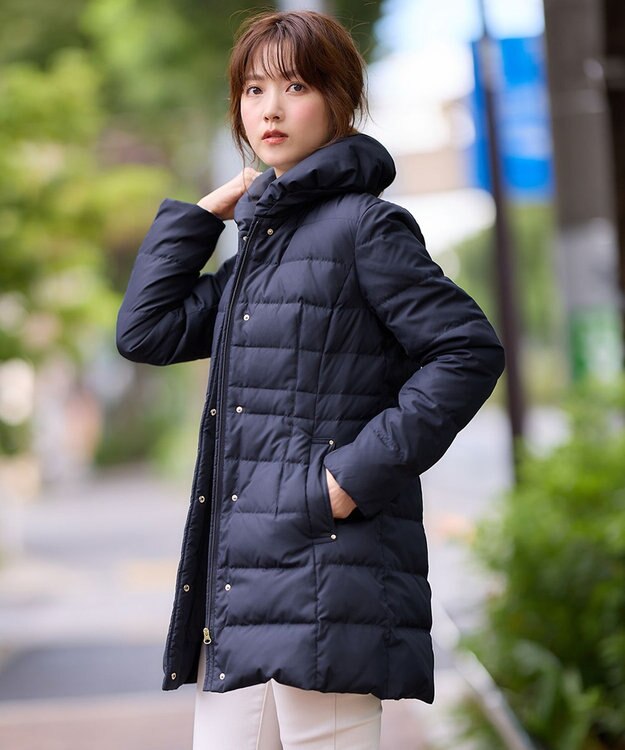 ANY SIS 【洗える】エレガンスショールカラー ミドルダウン ネイビー