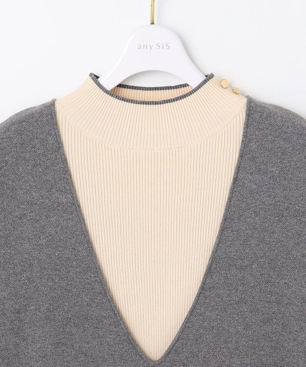 ANY SIS 【大人百花掲載 ヨンアさん着用】2SET ニットジャンスカ セット ライトグレー×アイボリー