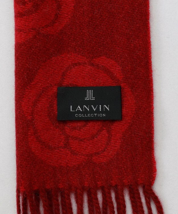 AURORA LANVIN COLLECTION（ランバン コレクション） カシミヤ１００％厚手柄ジャカードプチマフラー ワイン