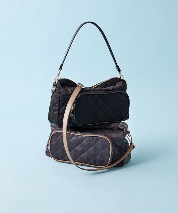 russet 【2025AW新作】キルティング横長2WAYショルダーバッグ(SF-258) Black
