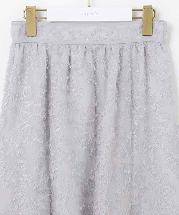 ANY SIS 【洗える】フェザーフラワージャカード スカート ライトグレー