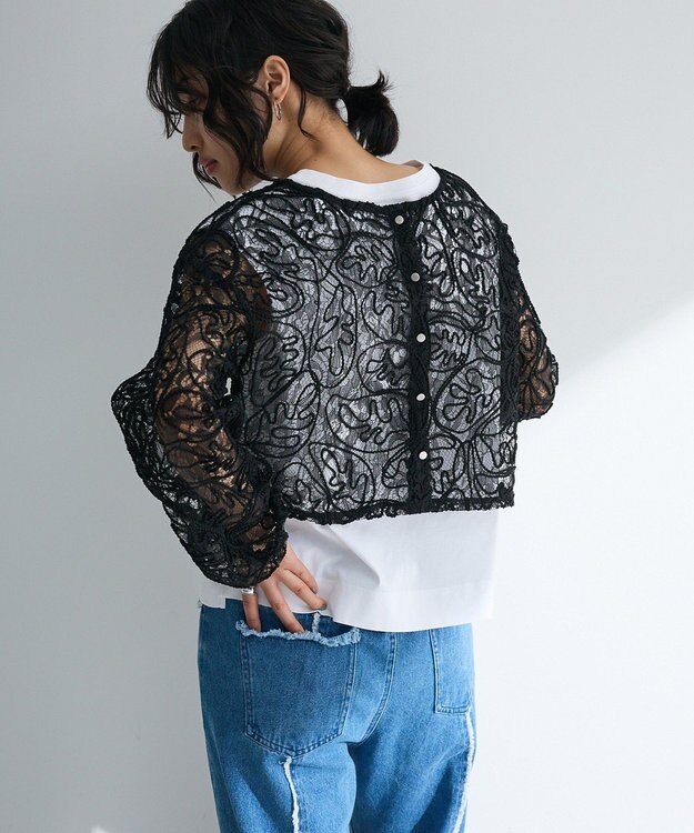 Green Parks ・ＥＬＥＮＣＡＲＥ　ＤＵＥ　２ｗａｙコードレースカーデ Black