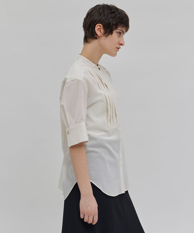 BEIGE， 【洗える】BAC / バンドカラーブラウス Ecru