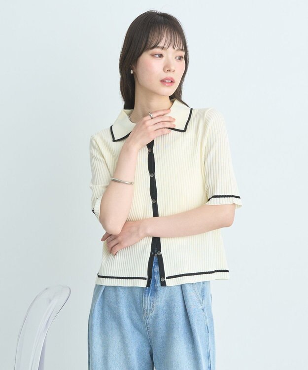 earth music&ecology 【予約】リブニットカーディガン アイボリー