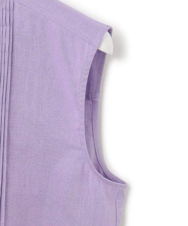 23区 【SLOW/洗える】リネンコットン ノースリーブブラウス ライラック系